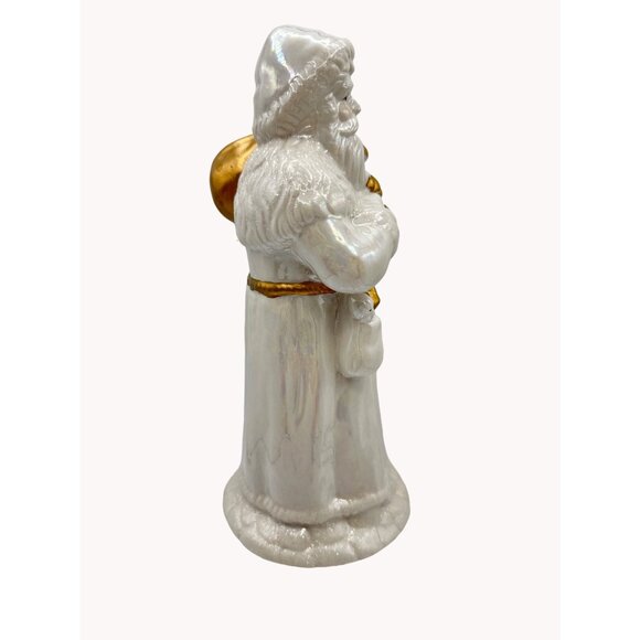 Vintage Ceramic Santa Claus Pearlized Figurine Christmas Tree Holiday Decor - Picture 2 of 6